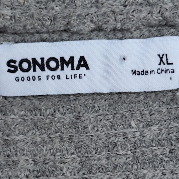 Sonoma Sweater Gray SzXL 1/4Zip Wide Collar /Cuffs Long Sleeves Hem Slit Sides - Picture 3 of 12